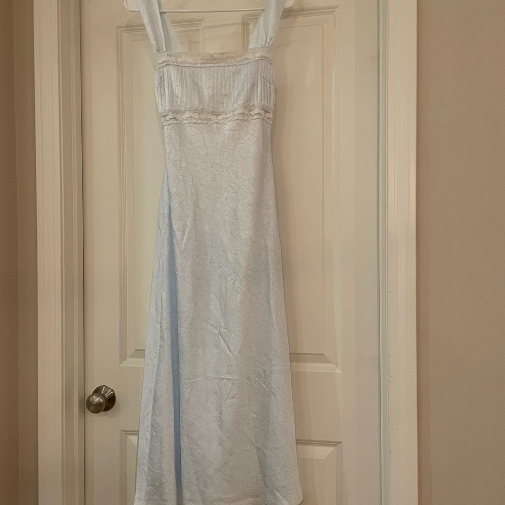 ASOS Design icy blue satin lace midi dress size 4